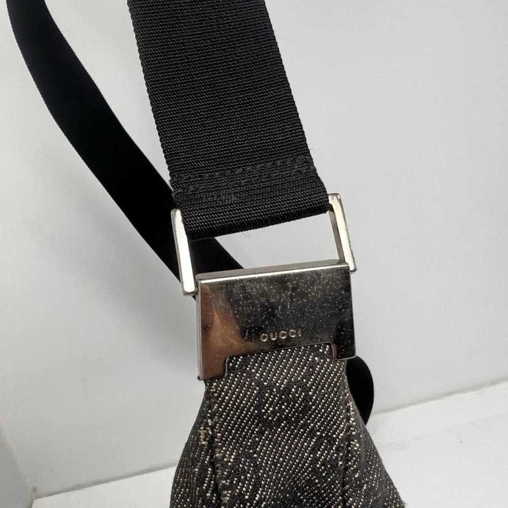 Gucci Black Denim Monogram Hobo Half Moon Shoulder Bag - Picture 14 of 14
